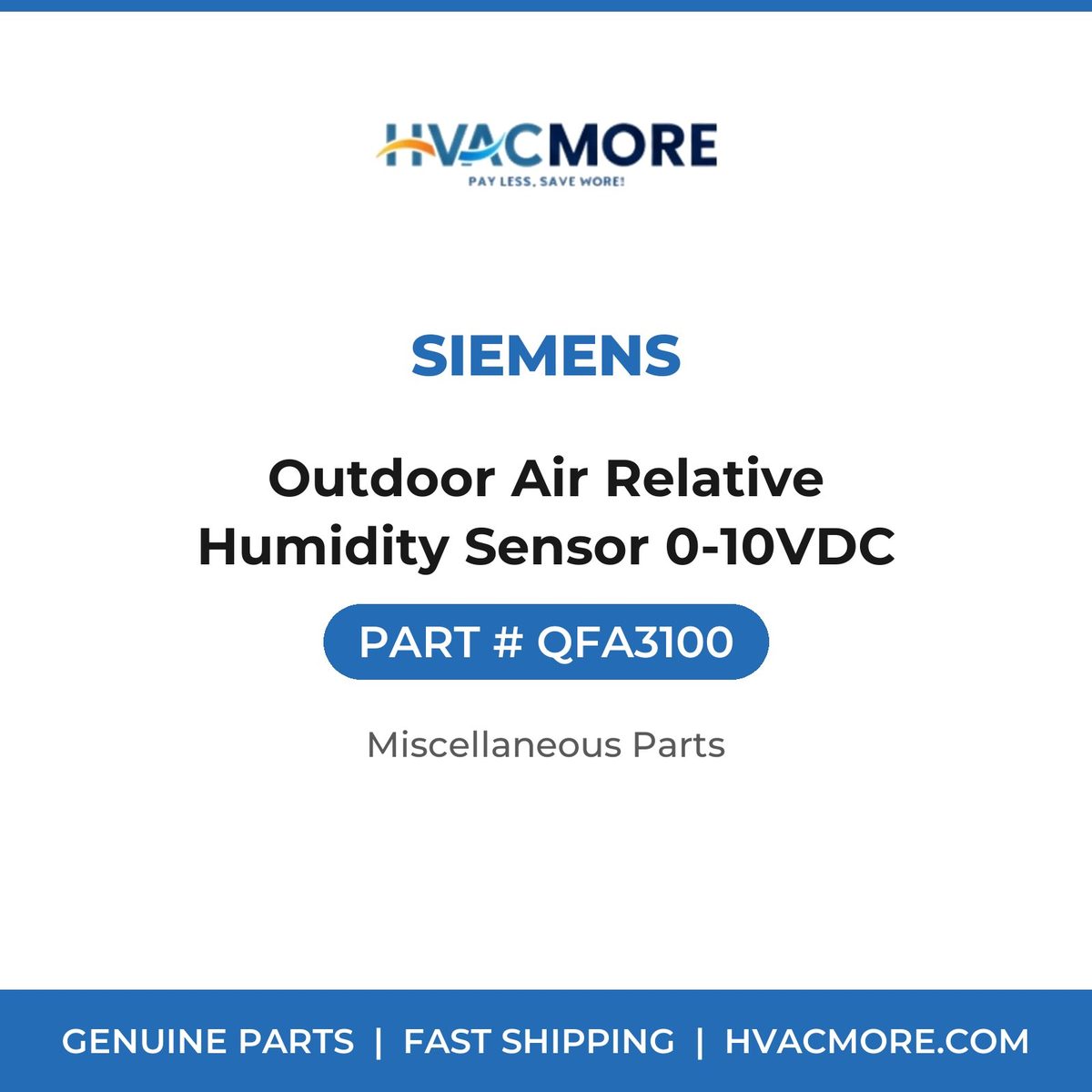 Siemens Outdoor Air Relative Humidity Sensor 0-10VDC QFA3100
