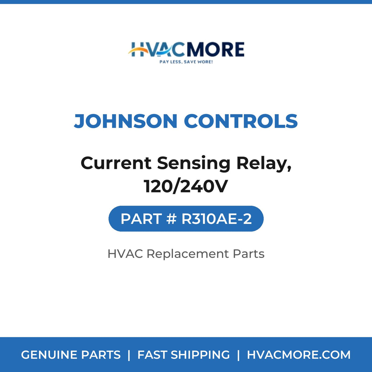 Johnson Controls Current Sensing Relay, 120/240V R310AE-2