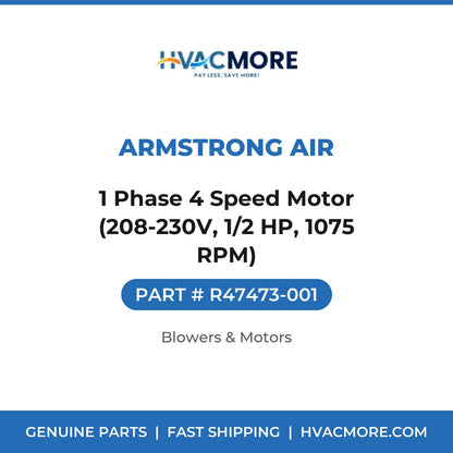 Armstrong Air 1 Phase 4 Speed Motor (208-230V, 1/2 HP, 1075 RPM) R47473-001