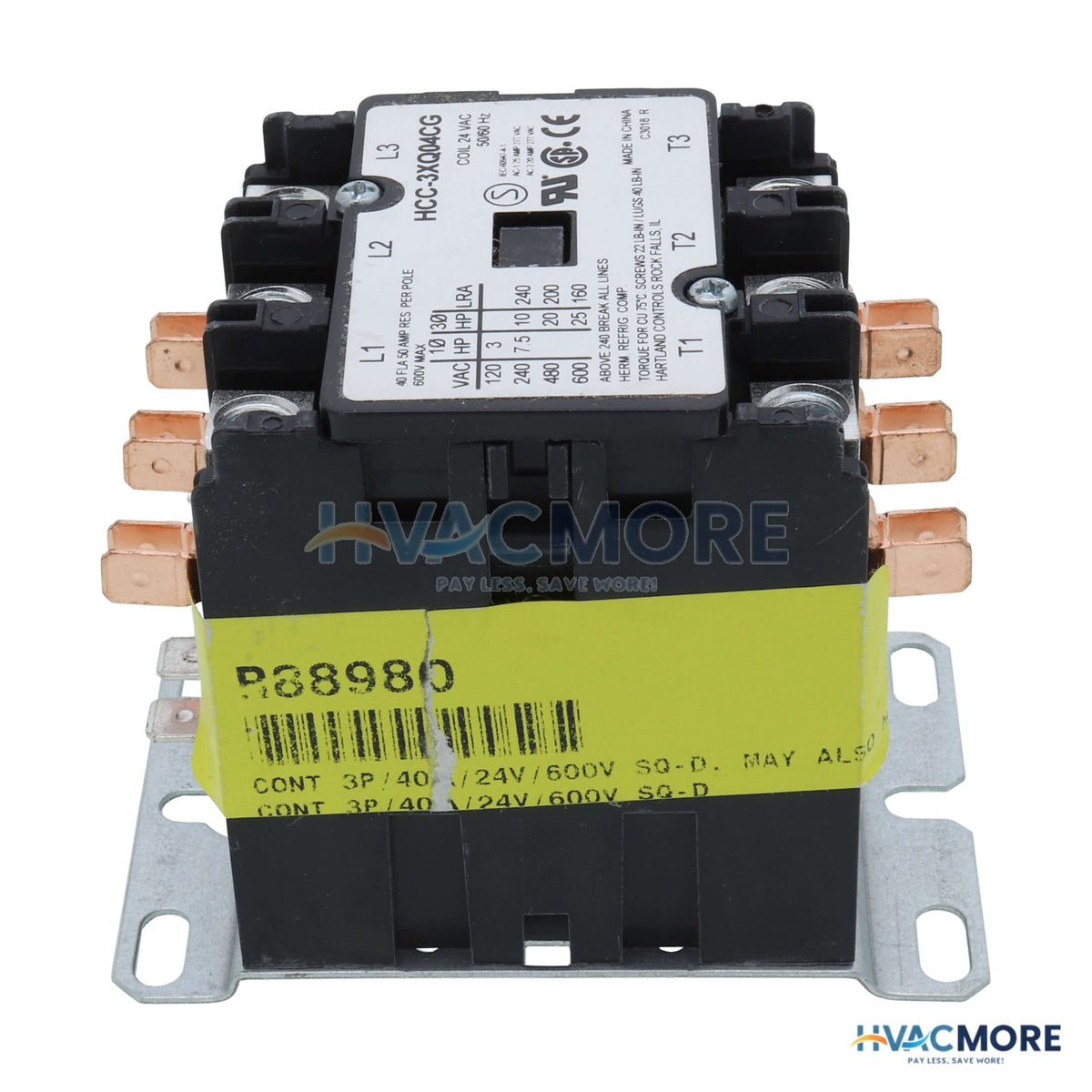 AAON 3-POLE 40A 24V Contactor R88980