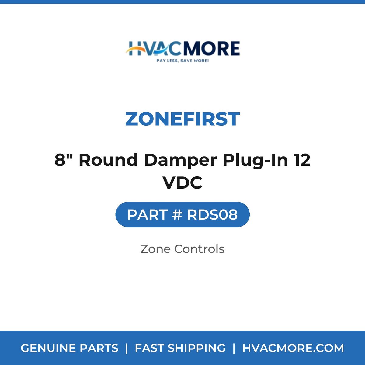 ZoneFirst 8" Round Damper Plug-In 12 VDC RDS08