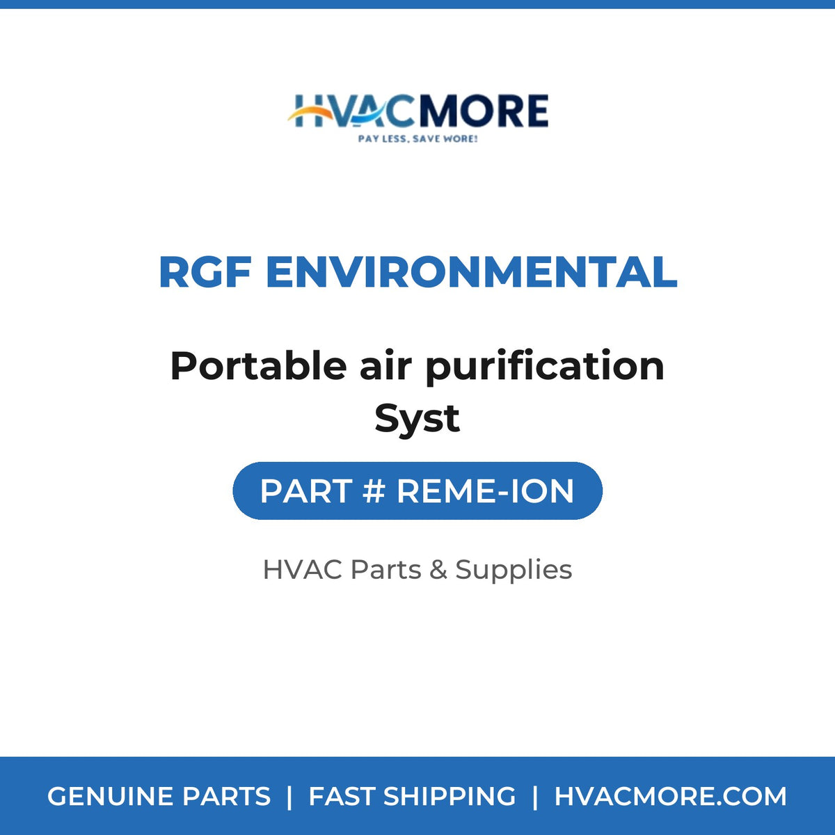 RGF Environmental Portable air purification Syst REME-ION