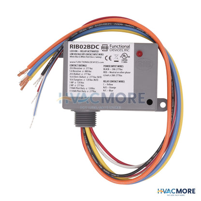 Functional Devices Enclosed Dry Contact Input Relay - 20 Amp SPDT, Class 2 (208-277 VAC) RIB02BDC