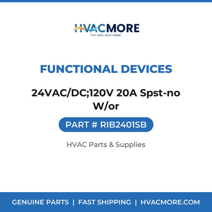 Functional Devices 24VAC/DC;120V 20A Spst-no W/or RIB2401SB