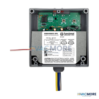Functional Devices Enclosed Dry Contact Input Time Delay Relay 20 Amp SPDT, Class 2 (120 VAC) RIBD01BDC-RFL