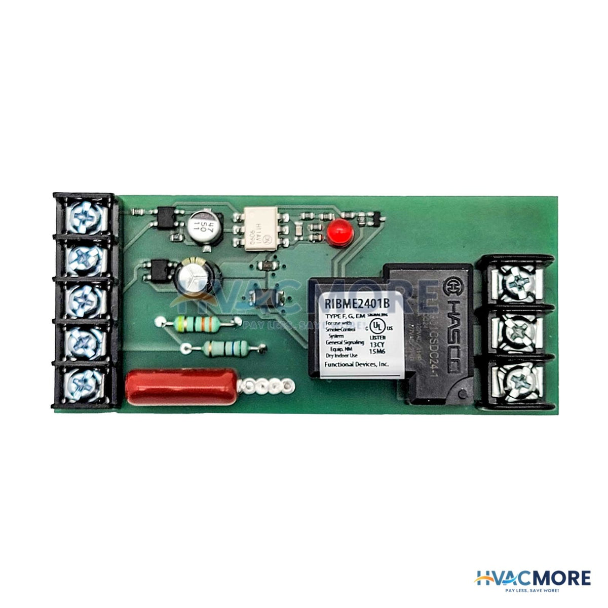 Functional Devices Low Input/Optoisolated Panel Relay, 20A SPDT, 24 VAC/DC/120 VAC Input, 5-25 VAC/DC Cntrl Input RIBME2401B