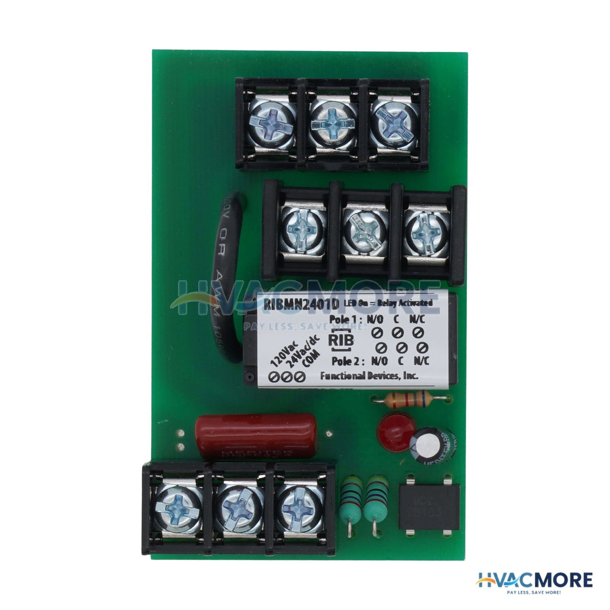 Functional Devices Panel Relay 10A DPDT Relay W/ 24VAC/DC,120V RIBMN2401D