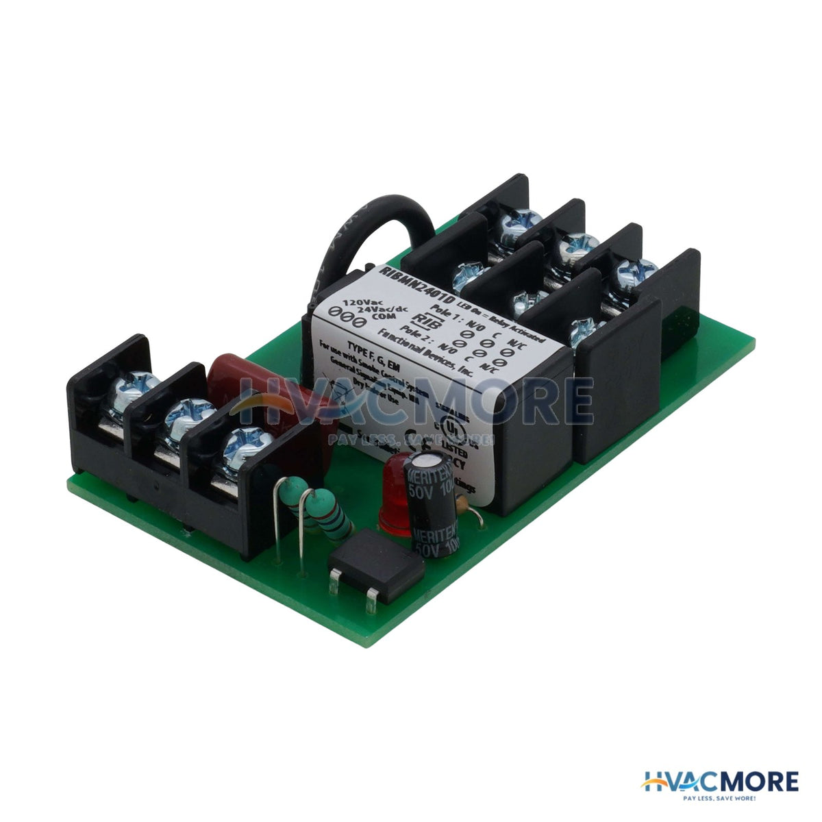 Functional Devices Panel Relay 10A DPDT Relay W/ 24VAC/DC,120V RIBMN2401D