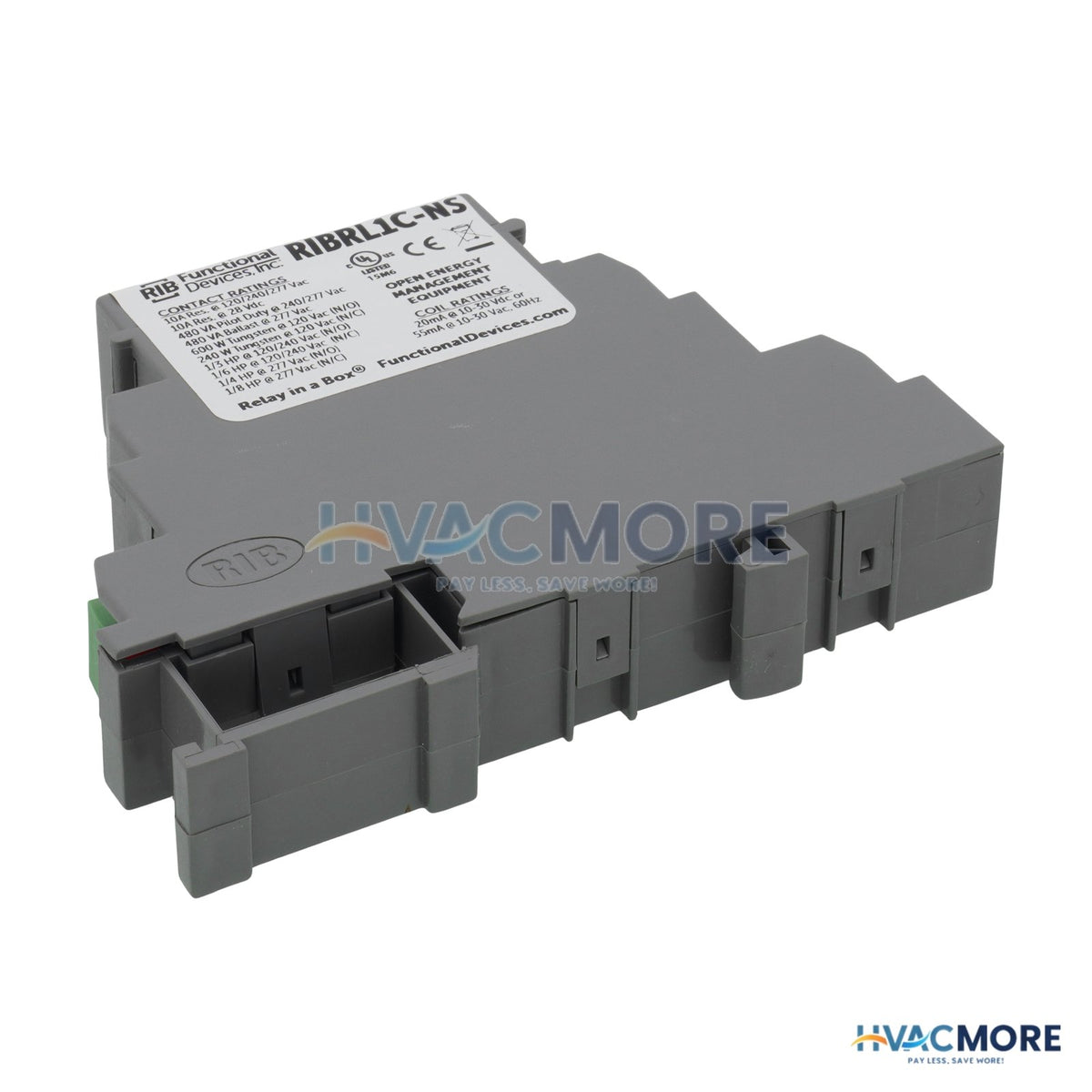 Functional Devices DIN Rail Mount Relay, 10 Amp SPDT, 10-30 VAC/DC Coil RIBRL1C-NS