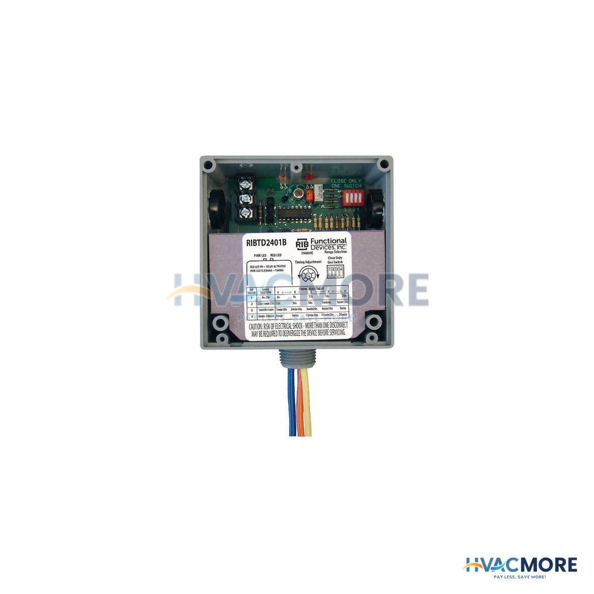 Functional Devices Enclosed Time Delay Power Relay, 20 Amp SPDT, 24 VAC/DC/120 VAC Coil RIBTD2401B