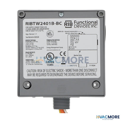 Functional Devices Enclosed BACnet MS/TP Network Relay, 1 Binary Input/Output, 24 VAC/DC/120 VAC, NEMA 1 RIBTW2401B-BC