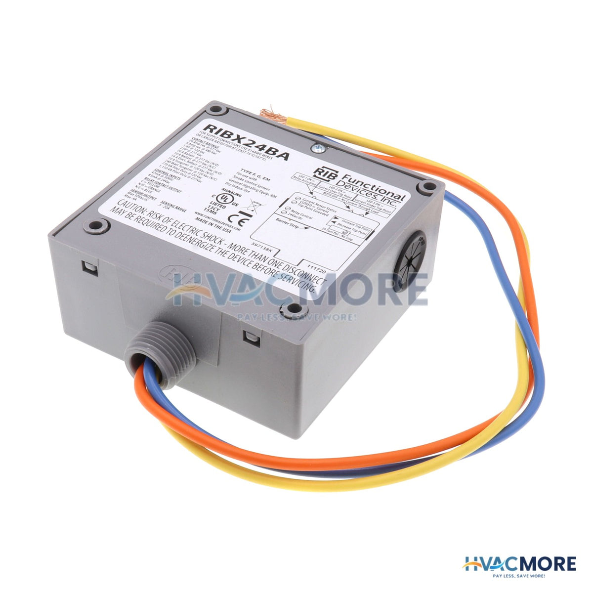 Functional Devices Enclosed .5/20A Amp Relay and Adjustable Current Switch Combination RIBX24BA