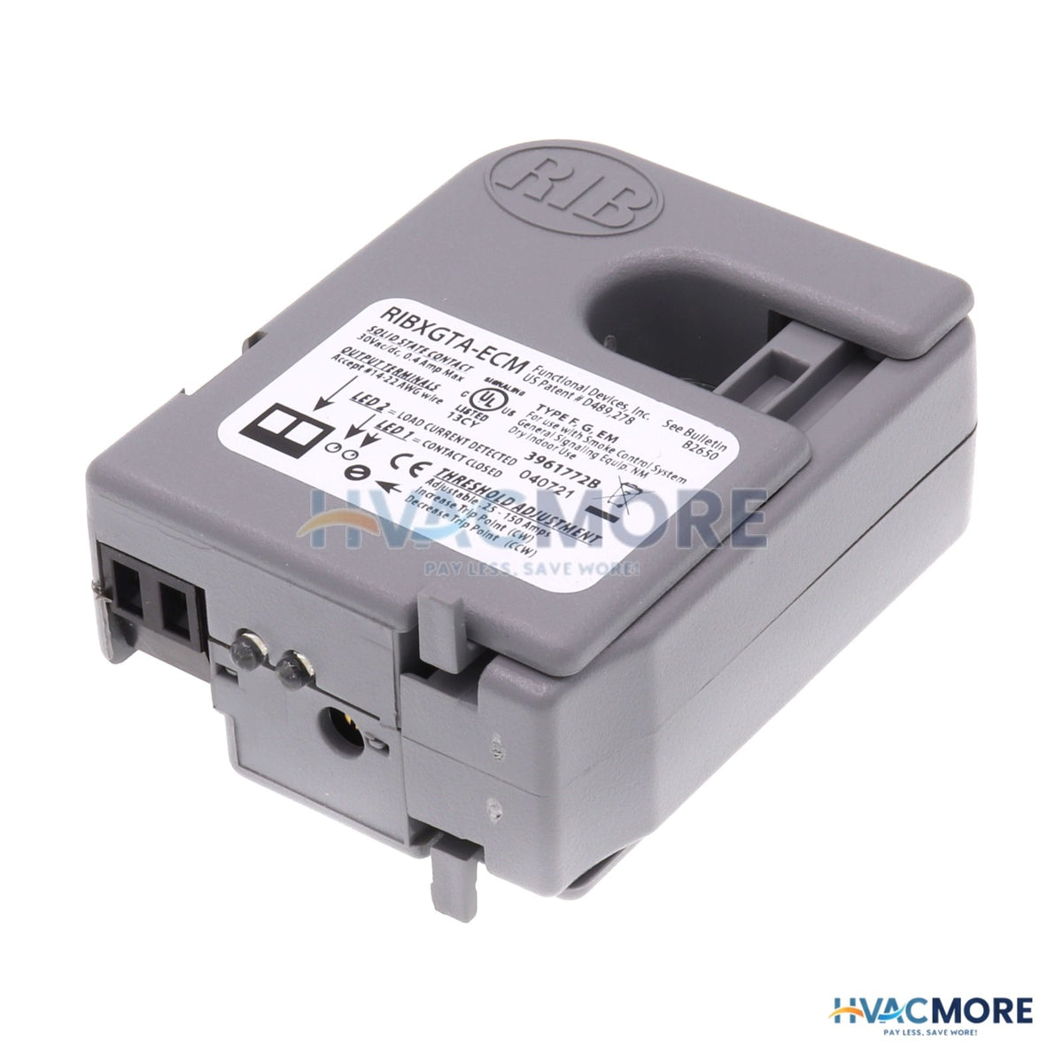Functional Devices Split Core, Adjustable Current Switch, 0.25-150 Amp, Terminal RIBXGTA-ECM