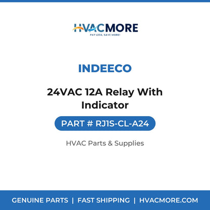 Indeeco 24VAC 12A Relay With Indicator RJ1S-CL-A24