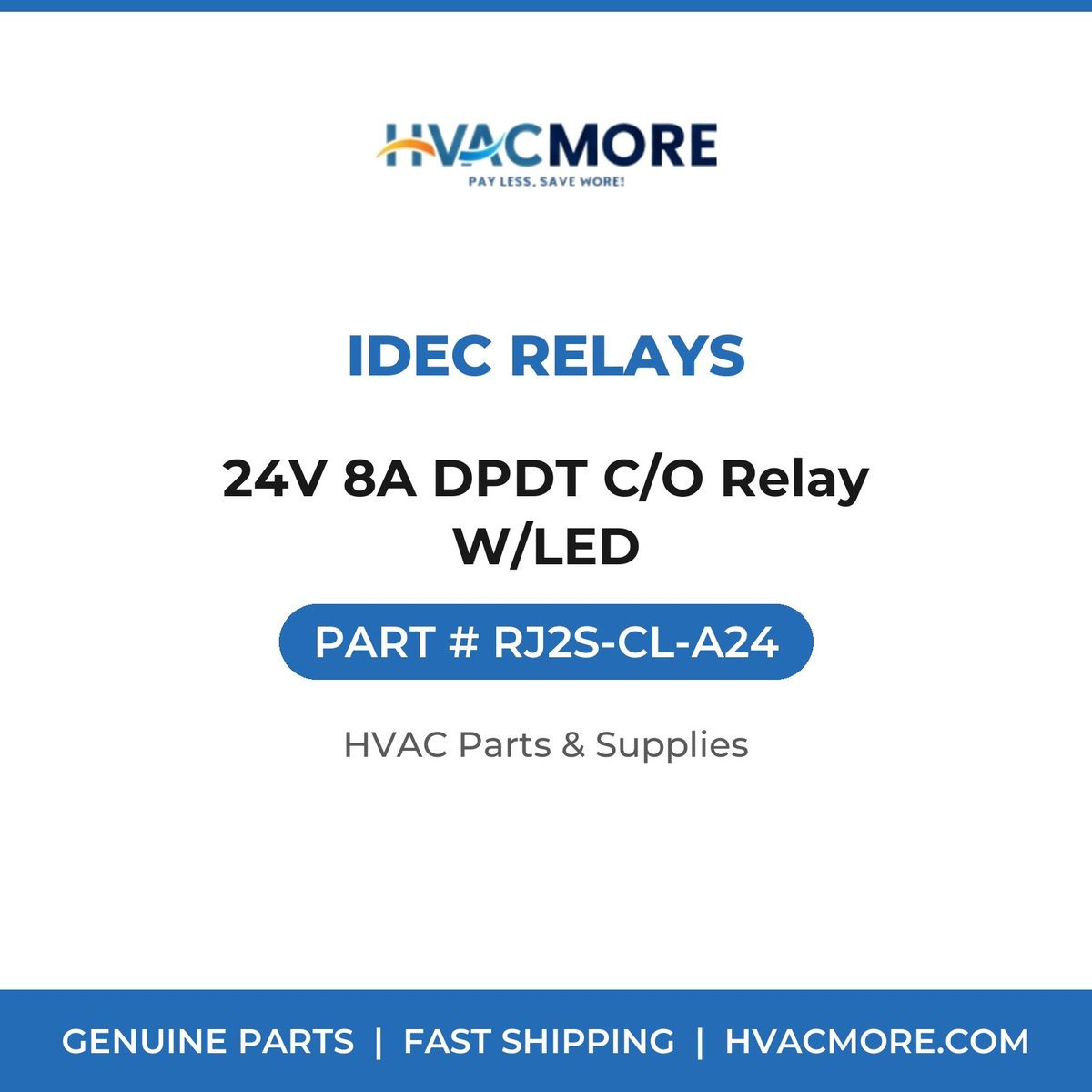 IDEC Relays 24V 8A DPDT C/O Relay W/LED RJ2S-CL-A24