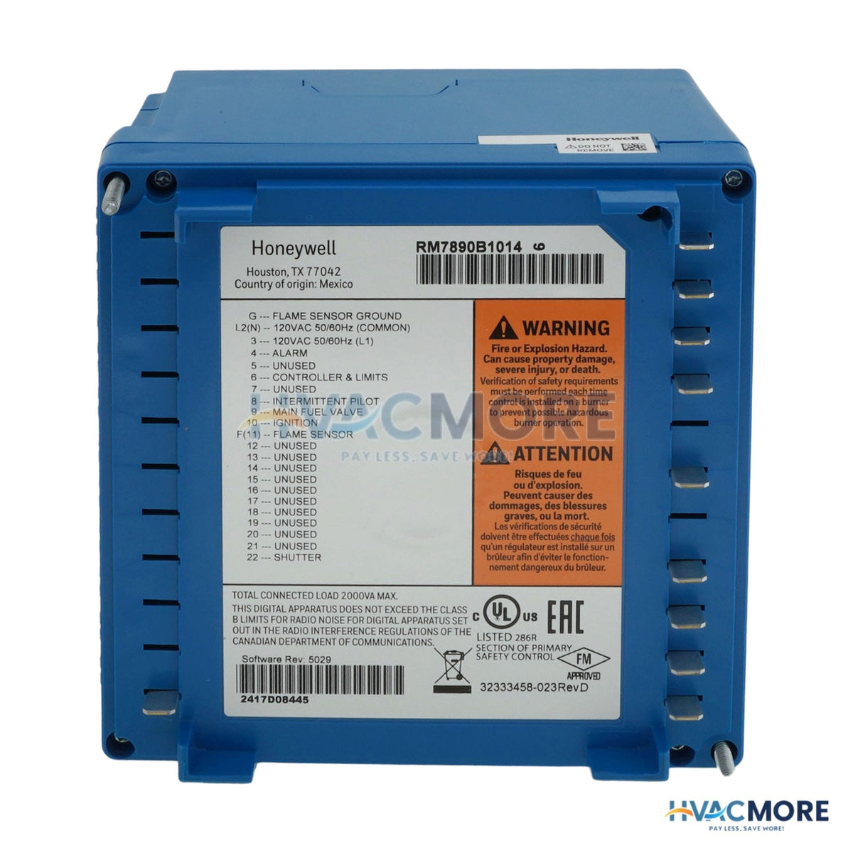 Honeywell On-Off Primary Control W/ Shutter Terminal Available RM7890B1014