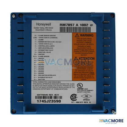 Honeywell On-Off Primary Control W/ Pre & Programmable Post Purge, Shutter Drive RM7897A2002
