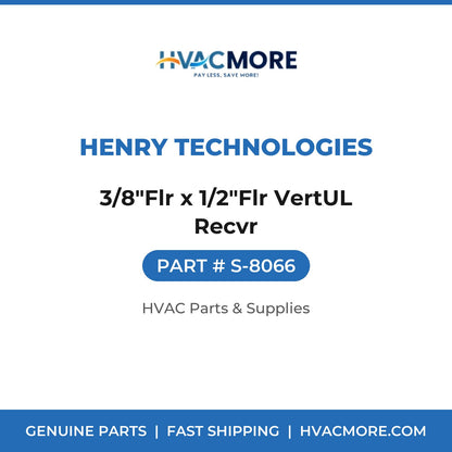 Henry Technologies 3/8"Flr x 1/2"Flr VertUL Recvr S-8066