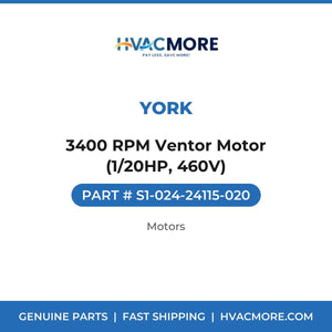 York 3400 RPM Ventor Motor (1/20HP, 460V) S1-024-24115-020