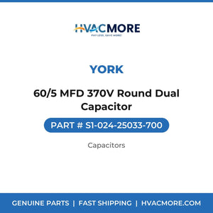 York 60/5 MFD 370V Round Dual Capacitor S1-024-25033-700
