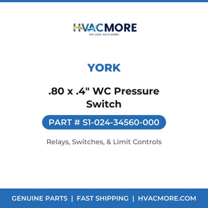 York .80 x .4" WC Pressure Switch S1-024-34560-000