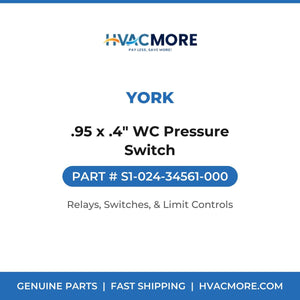 York .95 x .4" WC Pressure Switch S1-024-34561-000