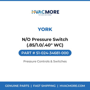 York N/O Pressure Switch (.85/1.0/.40" WC) S1-024-34681-000