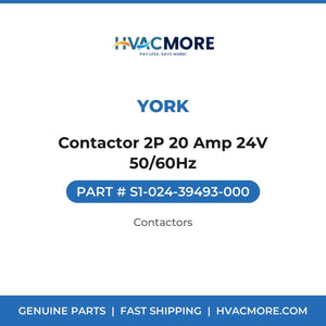 York Contactor 2P 20 Amp 24V 50/60Hz S1-024-39493-000