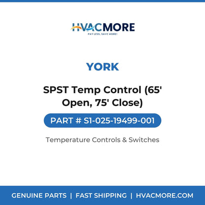 York SPST Temp Control (65' Open, 75' Close) S1-025-19499-001