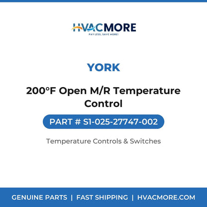 York 200°F Open M/R Temperature Control S1-025-27747-002