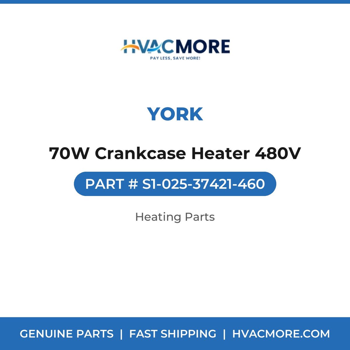York 70W Crankcase Heater 480V S1-025-37421-460