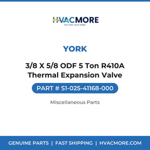 York 3/8 X 5/8 ODF 5 Ton R410A Thermal Expansion Valve S1-025-41168-000