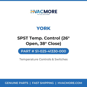 York SPST Temp. Control (26° Open, 38° Close) S1-025-41330-000