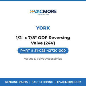 York 1/2" x 7/8" ODF Reversing Valve (24V) S1-025-42730-000