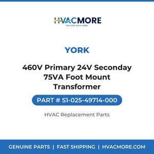 York 460V Primary 24V Seconday 75VA Foot Mount Transformer S1-025-49714-000