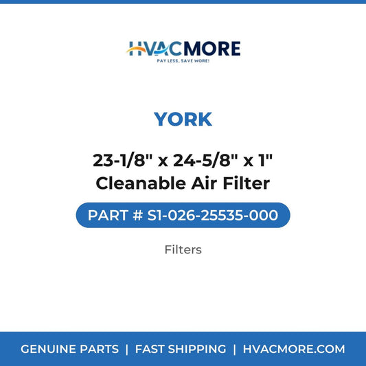 York 23-1/8" x 24-5/8" x 1" Cleanable Air Filter S1-026-25535-000