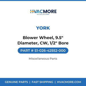York Blower Wheel, 9.5" Diameter, CW, 1/2" Bore S1-026-42552-000