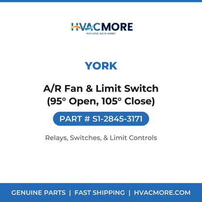 York A/R Fan & Limit Switch (95° Open, 105° Close) S1-2845-3171