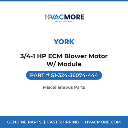 York 3/4-1 HP ECM Blower Motor W/ Module S1-324-36074-444