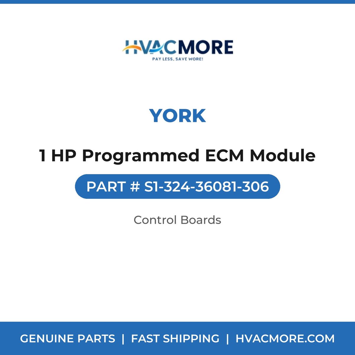 York 1 HP Programmed ECM Module S1-324-36081-306