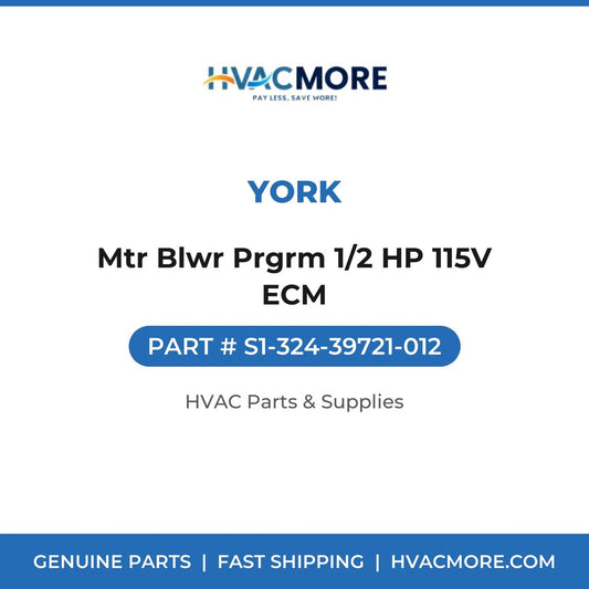 York Mtr Blwr Prgrm 1/2 HP 115V ECM S1-324-39721-012