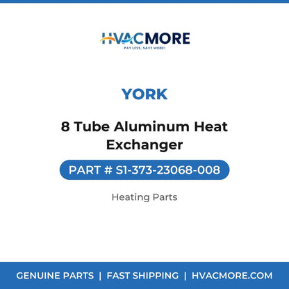 York 8 Tube Aluminum Heat Exchanger S1-373-23068-008