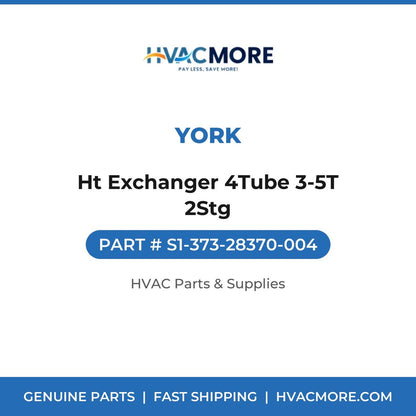 York Ht Exchanger 4Tube 3-5T 2Stg S1-373-28370-004