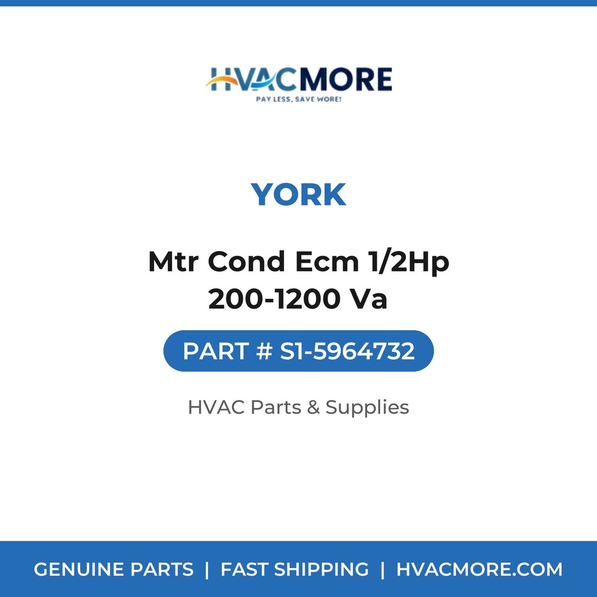 York Mtr Cond Ecm 1/2Hp 200-1200 Va S1-5964732