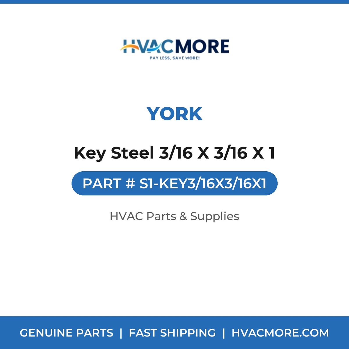 York Key Steel 3/16 X 3/16 X 1 S1-KEY3/16X3/16X1