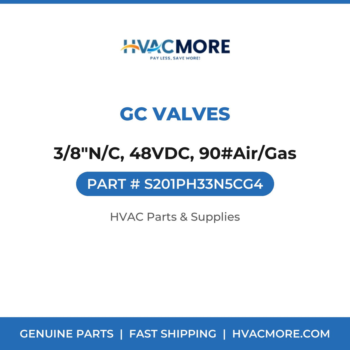 GC Valves 3/8"N/C, 48VDC, 90#Air/Gas S201PH33N5CG4