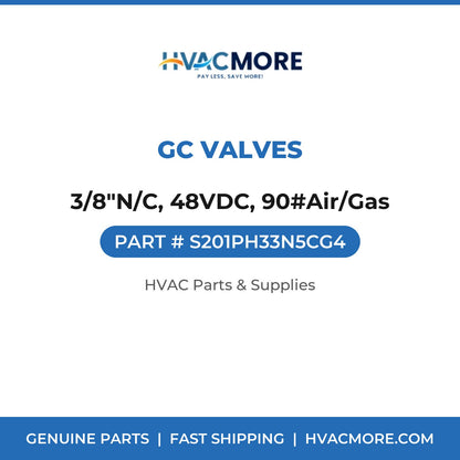GC Valves 3/8"N/C, 48VDC, 90#Air/Gas S201PH33N5CG4