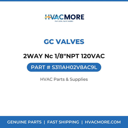GC Valves 2WAY Nc 1/8"NPT 120VAC S311AH02V8AC9L