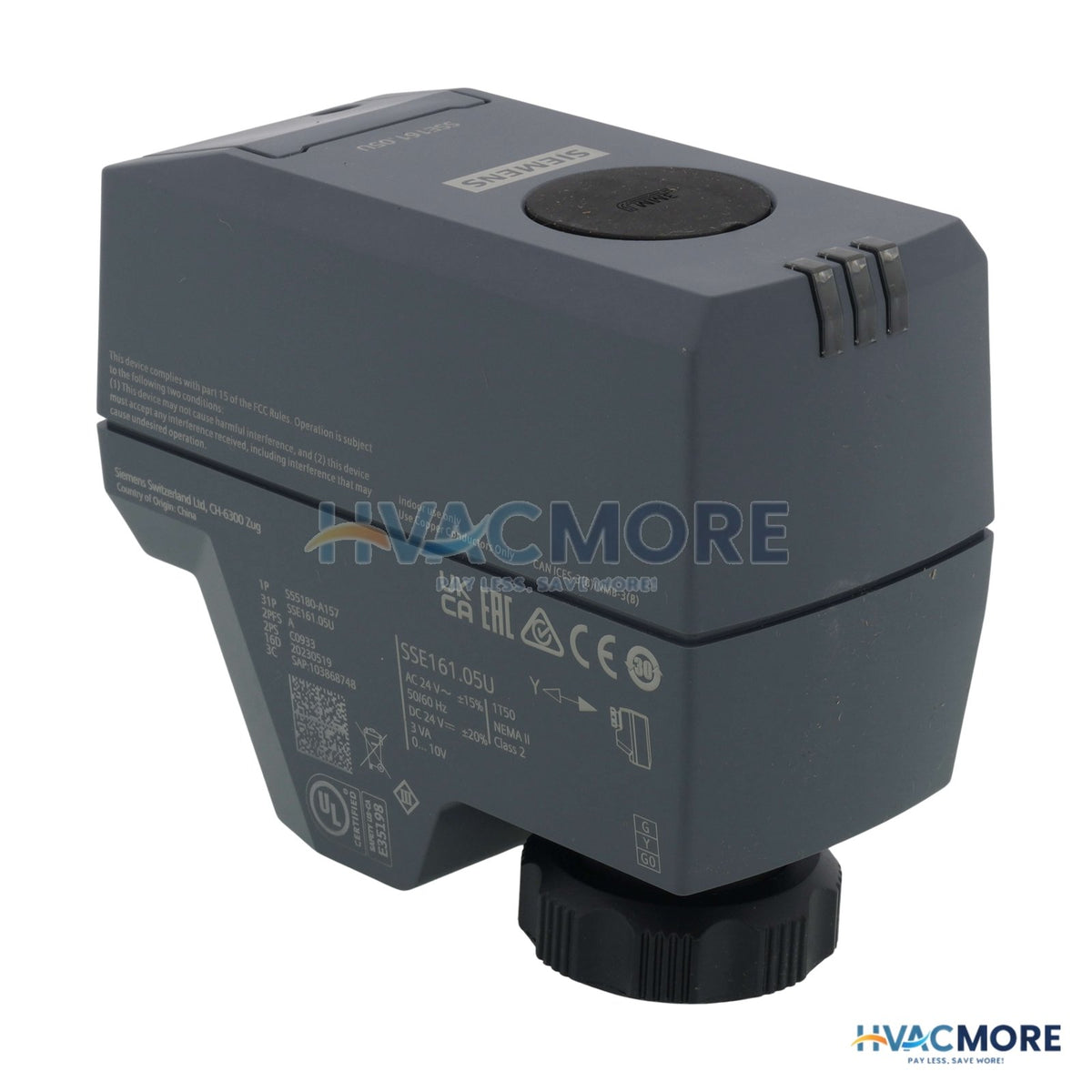 Siemens SSF Normally Open NSR Electronic Zone Valve Actuator, 0 to 10 VDC S55180-A158