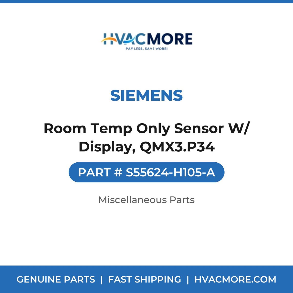 Siemens Room Temp Only Sensor W/ Display, QMX3.P34 S55624-H105-A